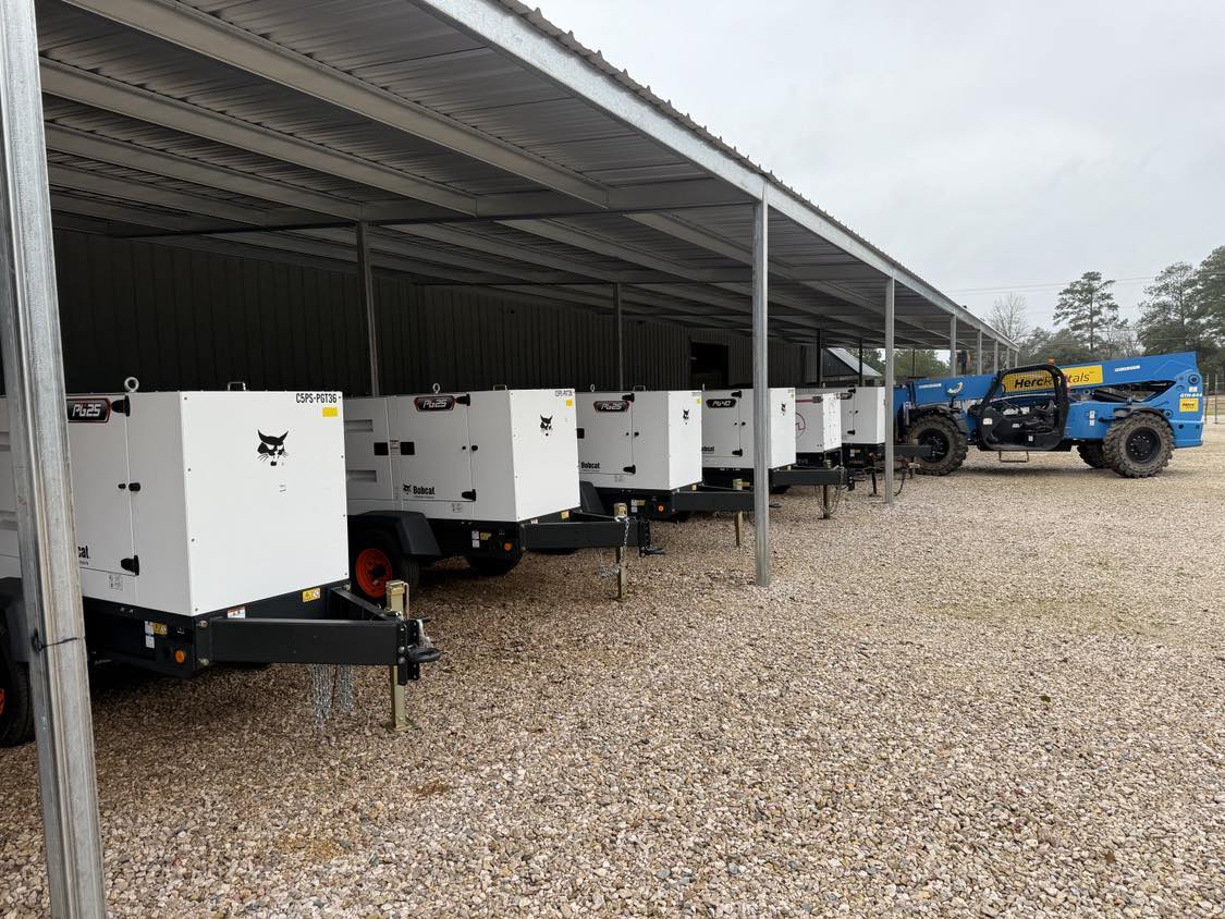 bobcat generators staged under cover